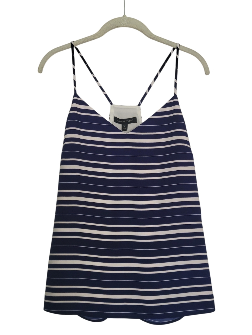 SALE NWT Banana Republic Striped Racerback Cami Tank Top Blue White Nautical LP
